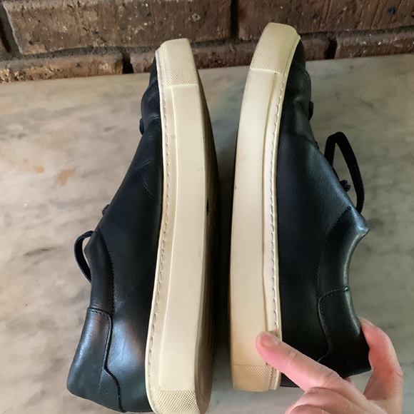 Sandro Navy Blue Leather Sneakers Size 42 - Picture 5 of 9